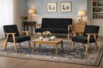 Zestaw mebli PRL retro SOLER sofa fotele Family Meble czarny sztruks Anafi - obrazek 12