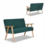 Zestaw mebli PRL retro SOLER sofa fotele Family Meble zielony sztruks Anafi - obrazek 9