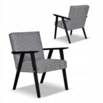 Zestaw mebli PRL retro SOLER sofa fotele Family Meble pepitka czarno biała - obrazek 7