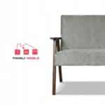 Zestaw mebli PRL retro SOLER sofa fotele Family Meble c. szary welur Angel - obrazek 3