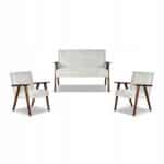 Zestaw mebli PRL retro SOLER sofa fotele Family Meble szary welur Angel