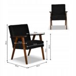 Zestaw mebli PRL retro SOLER sofa fotele Family Meble czarny welur Angel - obrazek 5