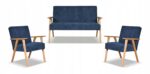 Zestaw mebli PRL retro SOLER sofa fotele Family Meble granat sztruks Anafi - obrazek 11