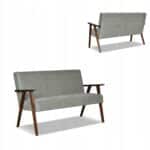 Zestaw mebli PRL retro SOLER sofa fotele Family Meble c. szary welur Angel - obrazek 9
