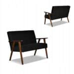 Zestaw mebli PRL retro SOLER sofa fotele Family Meble czarny welur Angel - obrazek 9