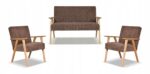 Zestaw mebli PRL retro SOLER sofa fotele Family Meble brąz sztruks Anafi - obrazek 11