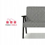 Zestaw mebli PRL retro SOLER sofa fotele Family Meble pepitka czarno biała - obrazek 3