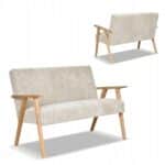 Zestaw mebli PRL retro SOLER sofa fotele Family Meble beżowy sztruks Anafi - obrazek 9