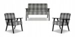 Zestaw mebli PRL retro SOLER sofa fotele Family Meble krata szara - obrazek 11
