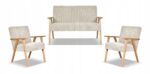 Zestaw mebli PRL retro SOLER sofa fotele Family Meble beżowy sztruks Anafi - obrazek 11