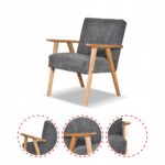 Zestaw mebli PRL retro SOLER sofa fotele Family Meble c szary sztruks Anafi - obrazek 4