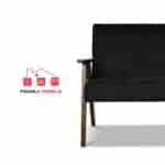 Zestaw mebli PRL retro SOLER sofa fotele Family Meble czarny welur Angel - obrazek 3