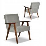 Zestaw mebli PRL retro SOLER sofa fotele Family Meble c. szary welur Angel - obrazek 7