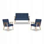 Zestaw mebli PRL retro SOLER sofa fotele Family Meble granat sztruks Anafi