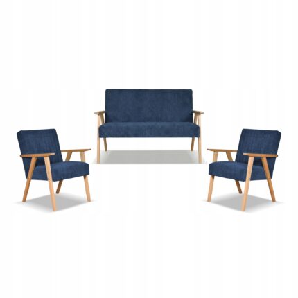 Zestaw mebli PRL retro SOLER sofa fotele Family Meble granat sztruks Anafi