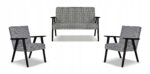 Zestaw mebli PRL retro SOLER sofa fotele Family Meble pepitka czarno biała - obrazek 11