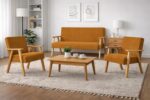 Zestaw mebli PRL retro SOLER sofa fotele Family Meble granat welur Hunter - obrazek 12