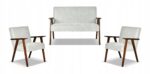 Zestaw mebli PRL retro SOLER sofa fotele Family Meble szary welur Angel - obrazek 11