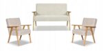 Zestaw mebli PRL retro SOLER sofa fotele Family Meble beżowy welur Hunter - obrazek 11