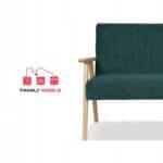 Zestaw mebli PRL retro SOLER sofa fotele Family Meble zielony sztruks Anafi - obrazek 3