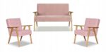 Zestaw mebli PRL retro SOLER sofa fotele Family Meble rózowy welur Hunter - obrazek 11