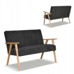 Zestaw mebli PRL retro SOLER sofa fotele Family Meble czarny sztruks Anafi - obrazek 9