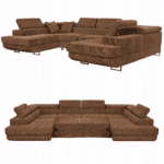 Narożnik kształt U rozkładany f. spania Savio Family meble ciemny beżowy sztruks Anafi16 - DOSTĘPNY OD RĘKI