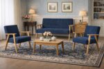 Zestaw mebli PRL retro SOLER sofa fotele Family Meble granat sztruks Anafi - obrazek 12
