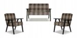 Zestaw mebli PRL retro SOLER sofa fotele Family Meble krata brązowa - obrazek 11