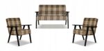 Zestaw mebli PRL retro SOLER sofa fotele Family Meble krata brąz - beż - obrazek 12