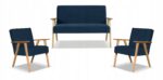 Zestaw mebli PRL retro SOLER sofa fotele Family Meble granat welur Hunter - obrazek 11