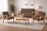Zestaw mebli PRL retro SOLER sofa fotele Family Meble brąz sztruks Anafi - obrazek 12
