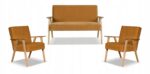 Zestaw mebli PRL retro SOLER sofa fotele Family Meble miodowy welur Hunter - obrazek 11