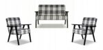 Zestaw mebli PRL retro SOLER sofa fotele Family Meble krata granat - biała - obrazek 11