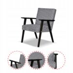 Zestaw mebli PRL retro SOLER sofa fotele Family Meble pepitka czarno biała - obrazek 4