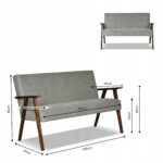 Zestaw mebli PRL retro SOLER sofa fotele Family Meble c. szary welur Angel - obrazek 6