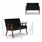 Zestaw mebli PRL retro SOLER sofa fotele Family Meble czarny welur Angel - obrazek 6