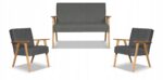 Zestaw mebli PRL retro SOLER sofa fotele Family Meble szary welur Hunter - obrazek 11