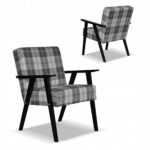 Zestaw mebli PRL retro SOLER sofa fotele Family Meble krata szara - obrazek 7