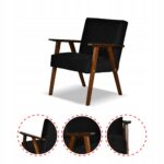 Zestaw mebli PRL retro SOLER sofa fotele Family Meble czarny welur Angel - obrazek 4