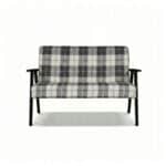 Zestaw mebli PRL retro SOLER sofa fotele Family Meble krata granat - biała - obrazek 10