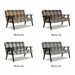 Zestaw mebli PRL retro SOLER sofa fotele Family Meble krata granat - biała - obrazek 12