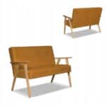 Zestaw mebli PRL retro SOLER sofa fotele Family Meble miodowy welur Hunter - obrazek 9