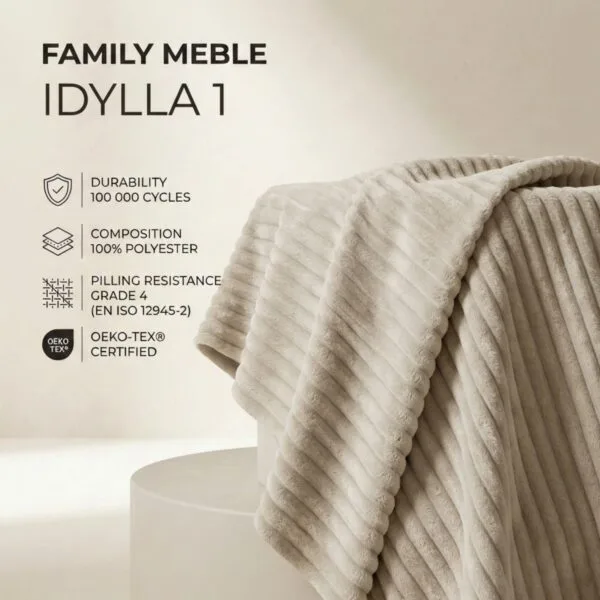 Fotel w stylu PRL retro krzesło vintage sztruks beżowy Soler Family Meble — tkanina