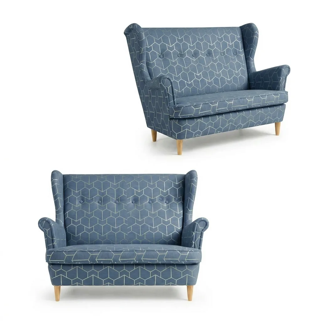 Sofa Kanapa Uszak Skandynawska Gabo 2 Żółty Wzór Decor Design Family Meble