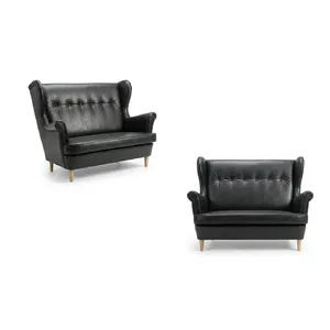 Sofa Kanapa Uszak Skandynawska czarny Skaj Ekoskóra premium Family Meble