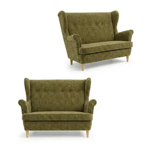 Sofa Kanapa Uszak Skandynawska zielony siwy szenil welur Ramona Family Meble