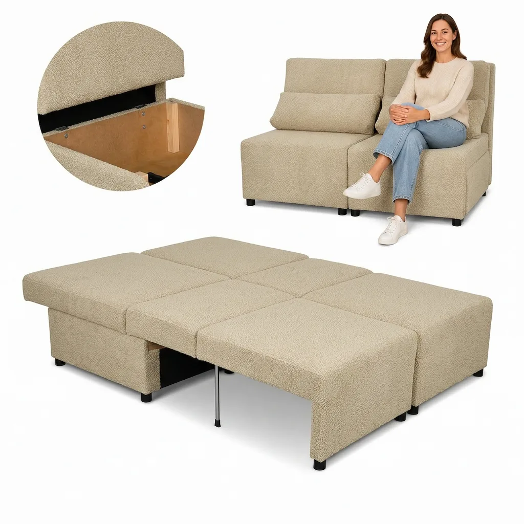 KANAPA 2 os sofa rozkładana spania pojemnik czarny welur KIMO Family Meble