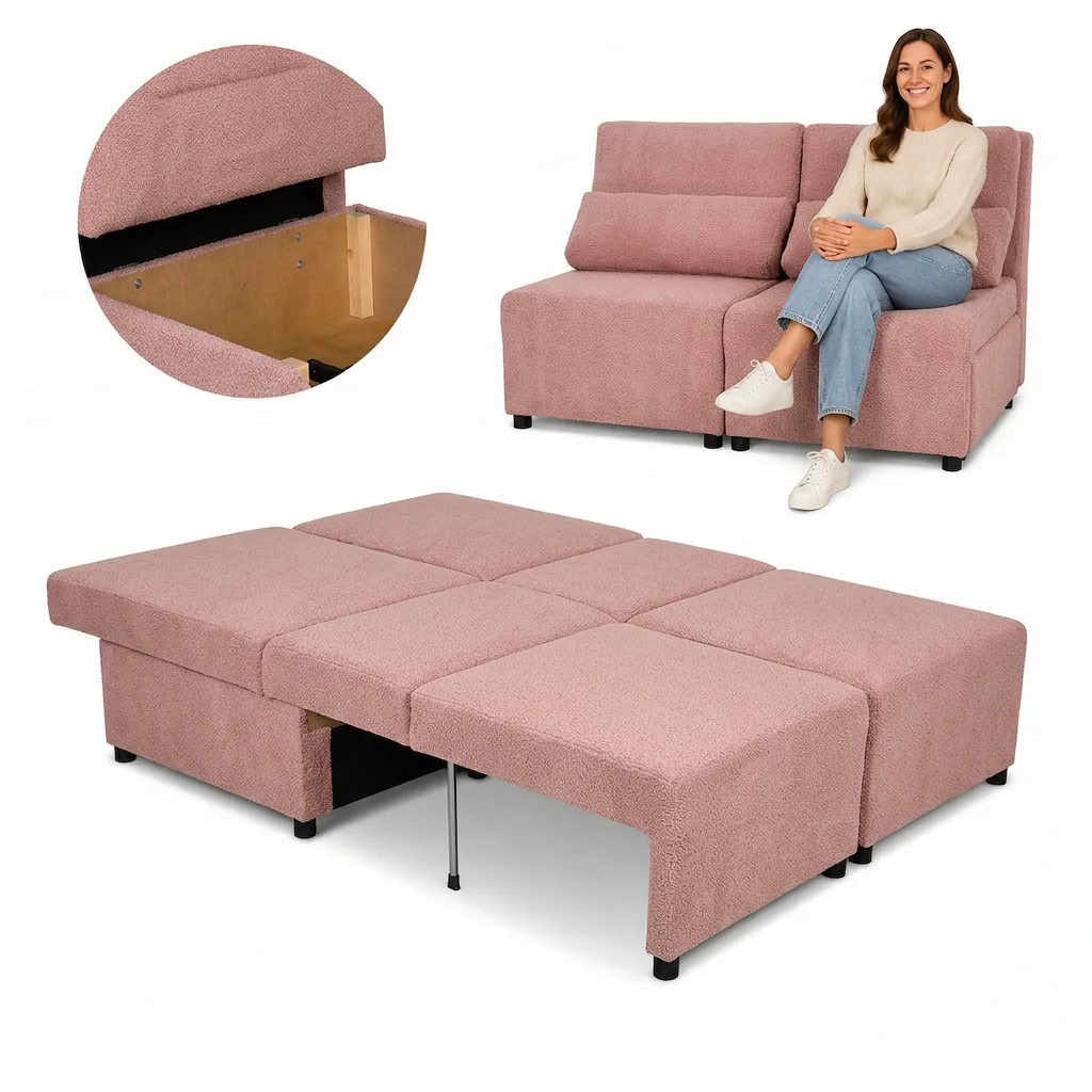 Kanapa 2 os sofa rozkładana spania pojemnik błękitny Hunter Kimo Family