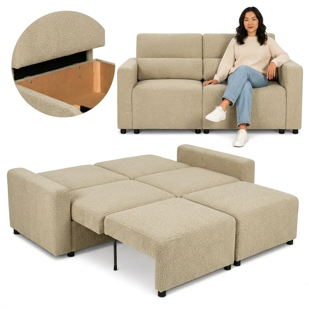 Kanapa 2 os sofa rozkładana spania pojemnik grafit welur Komo Family Meble